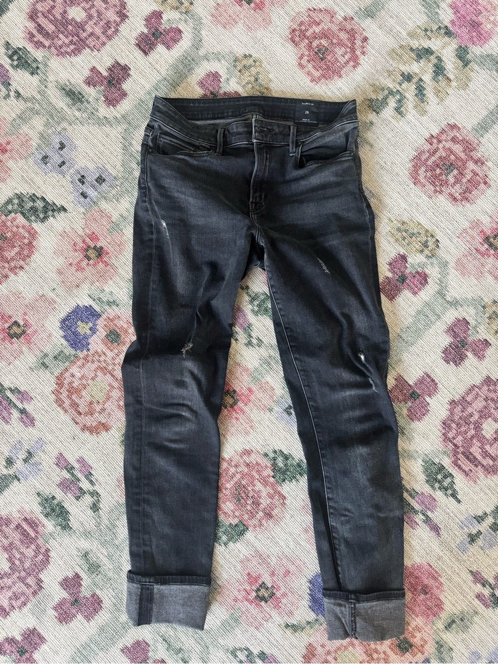 Vince Size 28 Black Distressed Skinny Jeans Made in USA
